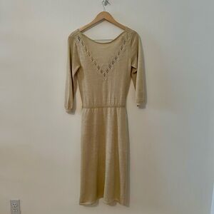 Vintage Beige 3/4 Sleeve Knit Dress
